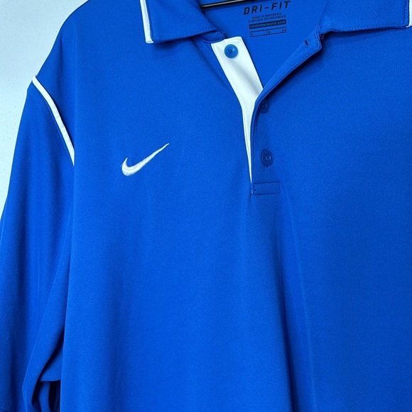 Nike Dri-Fit XL Royal Blue Short Sleeve Polo Shirt Golf Embroidered Swoosh Logo - Picture 4 of 4